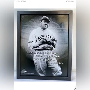 2011 Cooperstown Collection Babe Ruth Framed Photo 15 X 12 Bar/Man Cave